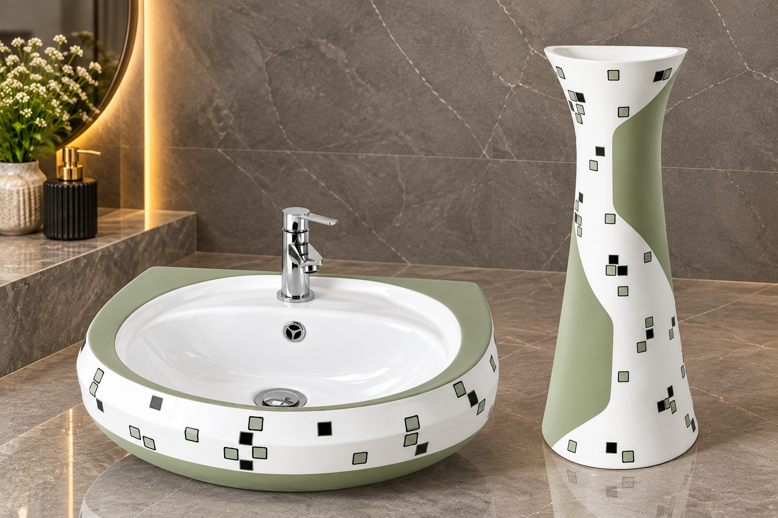 Sonet RP-1070, washbasin with pedestal (view 3)